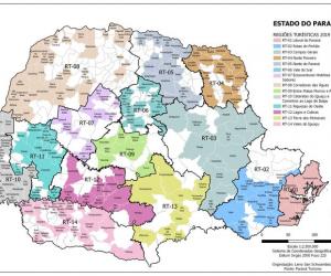 Mapa com as regiões turísticas do Paraná